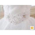 Blanco nupcial por encargo vestido de bola largo elegante princesa vestido de novia